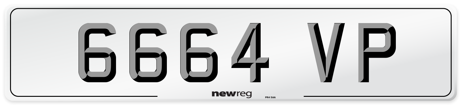 6664 VP Number Plate from New Reg